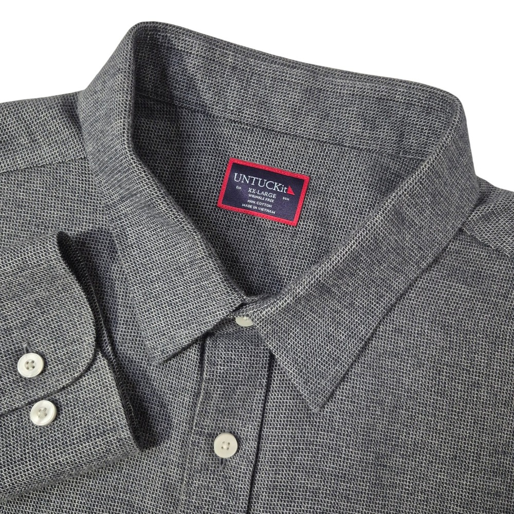 UNTUCKit Veneto Flannel Shirt Mens XXL Dark Grey Minimalist Cotton Regular‎ Fit